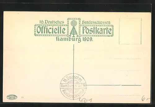 AK Hamburg, 16. Deutsches Bundesschiessen 1909, Festzug, Hamburg als Fischerdorf