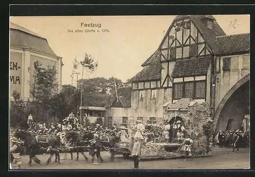 AK Hamburg, 16. Deutsches Bundesschiessen 1909, Festzug, Die alten Zünfte v. 1376