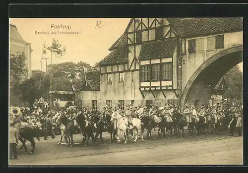 AK Hamburg, 16. Deutsches Bundesschiessen 1909, Festzug, Hamburg zur Franzosenzeit