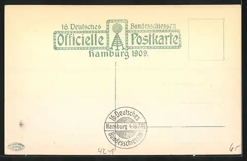 AK Hamburg, 16. Deutsches Bundesschiessen 1909, Festzug, Hamburger Strassenfiguren