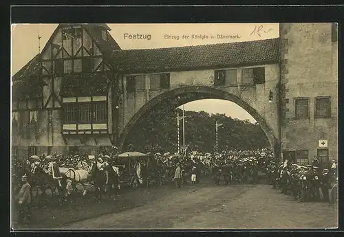 AK Hamburg, 16. Deutsches Bundesschiessen 1909, Festzug, Einzug der Königin von Dänemark