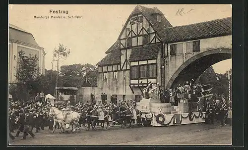 AK Hamburg, 16. Deutsches Bundesschiessen 1909, Festzug, Hamburgs Handel und Schifffahrt