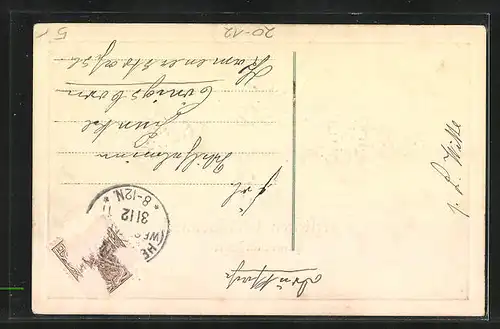 Präge-AK Glückwunsch zum neuen Jahre, Jahreszahl 1912, Veilchenkranz