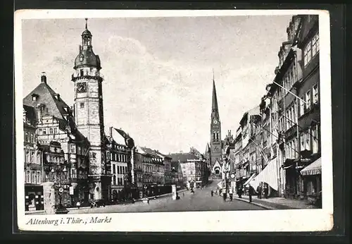 AK Altenburg i. Thür., Markt mit Geschäftspartie