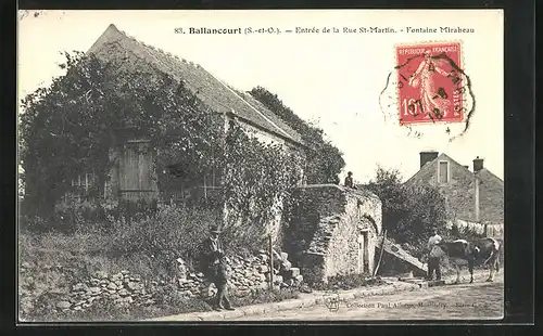 AK Ballancourt, Entrée de la Rue St.-Martin, Fontaine Mirabeau