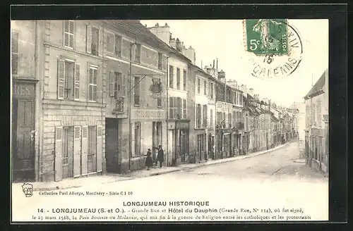 AK Longjumeau, Grande Rue et Hôtel du Dauphin