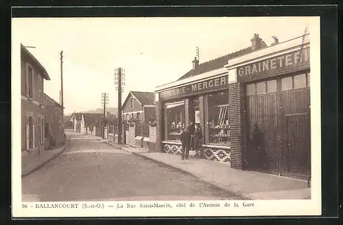 AK Ballancourt, La Rue Saint-Martin, Côte de l`Avenue de la Gare