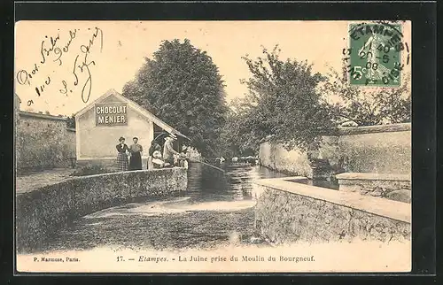 AK Étampes, La Juine prise du Moulin du Bourgneuf