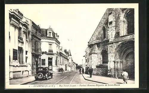 AK Étampes, Rue Saint Jacques, Portail Romano-Bizantin de Saint-Basile