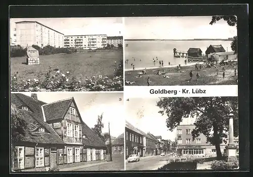AK Goldberg /Kr. Lübz, John-Brinckmann-Strasse, Am See Kreisheimatmuseum