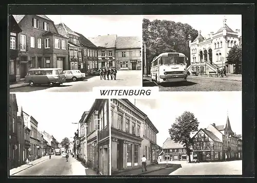 AK Wittenburg /Meckl., Am Markt mit Geschäften, Rathaus, Grosse Strasse