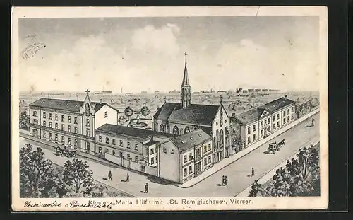 Künstler-AK Viersen, Kloster Maria Hilf mit St. Remigiushaus