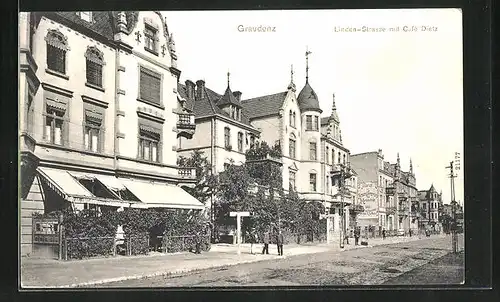 AK Graudenz / Grudziadz, Cafe Dietz in der Lindenstrasse