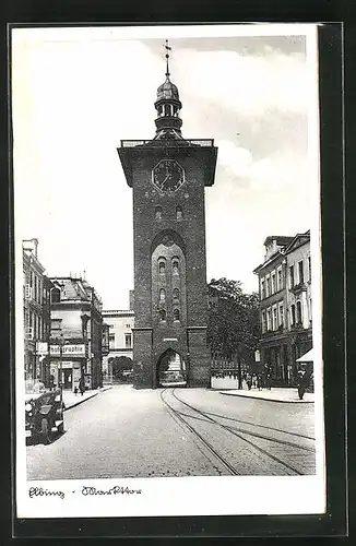 AK Elbing / Elblag, Strassenpartie am Markttor