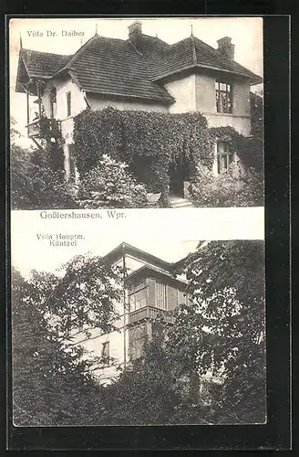 AK Gosslershausen / Jablonowo, Villa Dr. Daiber, Villa Hauptmann Küntzel