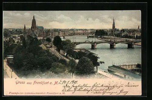 AK Frankfurt a. Main, Panorama mit Flusspartie