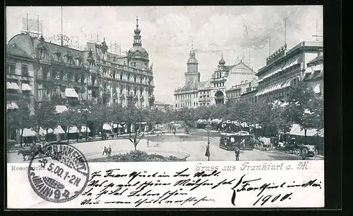 AK Frankfurt a. Main, Strassenpartie mit Rossmarkt