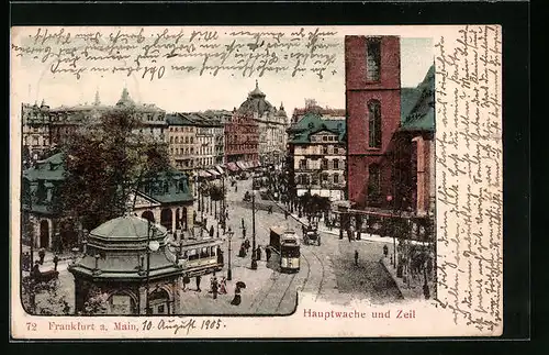AK Frankfurt am Main, Hauptwache und Zeil, Strassenbahn