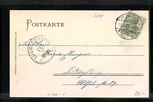 AK Sachsenhausen-Frankfurt am Main, Strassenpartie mit Strassenbahn