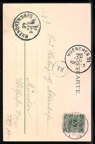 Lithographie Alt-Frankfurt, Alter Markt mit Blick zur Kirche, Fluthmer