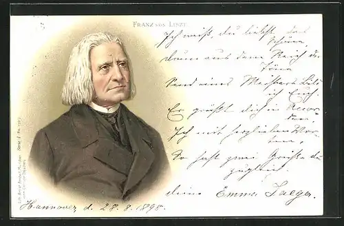 Lithographie Franz von Liszt im Portrait