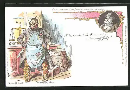 Lithographie Fritz Reuter Postkarten, Kopmann Kurz