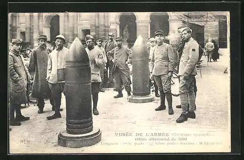 AK Musée de L`armée, Obus allemand de 380, Munition