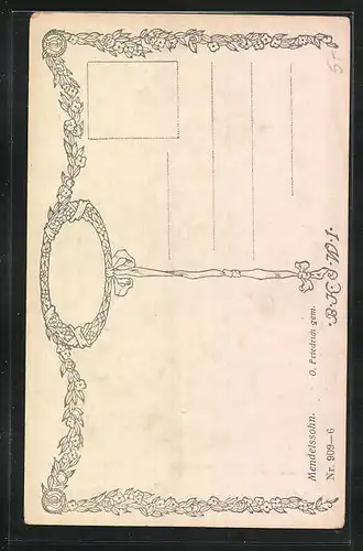 AK Felix Mendelssohn Bartholdy lehnt an einem Baum, Frühlingslied