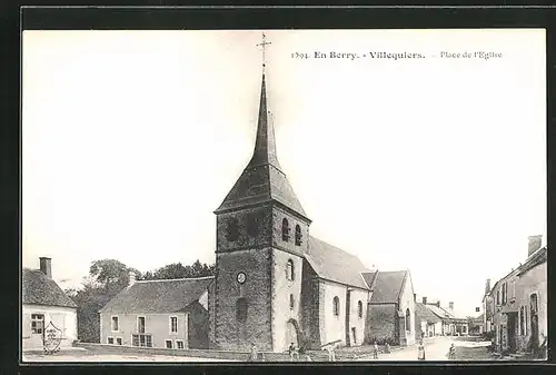 AK En Berry /Villequiers, Place de l`Eglise