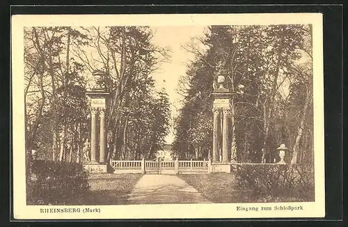 AK Rheinsberg /Mark, Eingang zum Schlosspark