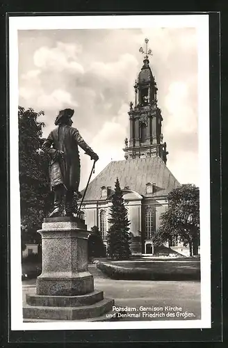 AK Potsdam, Garnision Kirche und Denkmal Friedrich des Grossen