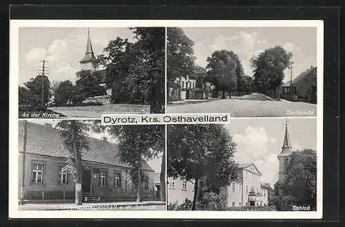 AK Dyrotz /Krs. Osthavelland, Lebensmittelgeschäft von W. Schmidt, Dorfstrasse