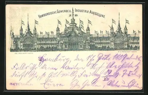 Vorläufer-Lithographie Hamburg, Gewerbe- und Industrie-Ausstellung 1889, Ausstellungshalle