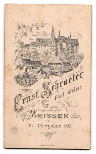 Fotografie Ernst Schroeter, Meissen, Obergasse 597, Bürgerliches Ehepaar mit strengem Blick