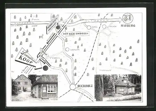 AK Steinbeck, Karte zum Gasthaus Landhaus Koop, Ina Koop
