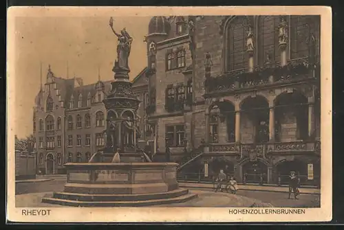 AK Rheydt, Hohenzollernbrunnen mit Passanten