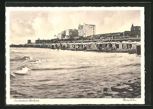 AK Borkum, Strandleben bei mässigem Wellengang