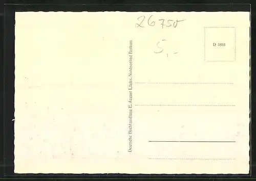 AK Borkum, Strandleben bei mässigem Wellengang