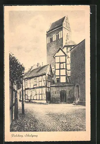 AK Perleberg, Schulgang, Kirchturm