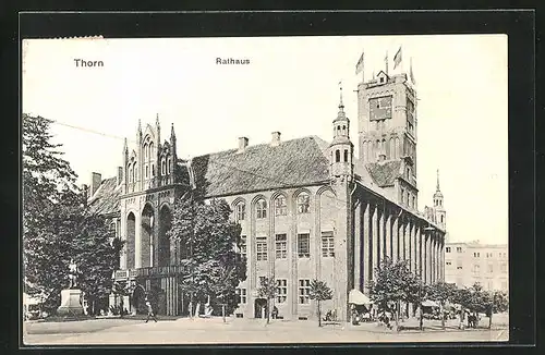 AK Thorn / Torun, Strasse am Rathaus