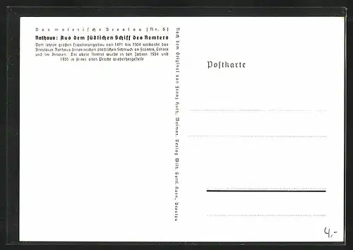Künstler-AK Breslau, Rathaus, Aus dem südlichen Schiff des Remters
