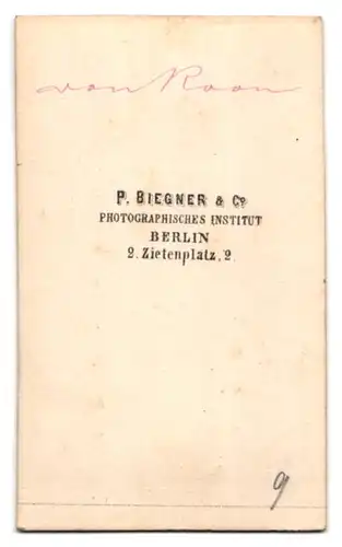 Fotografie P. Biegner & Co., Berlin, Zietenplatz 2, Portrait Generalfeldmarschall Albrecht von Roon in Uniform, Orden