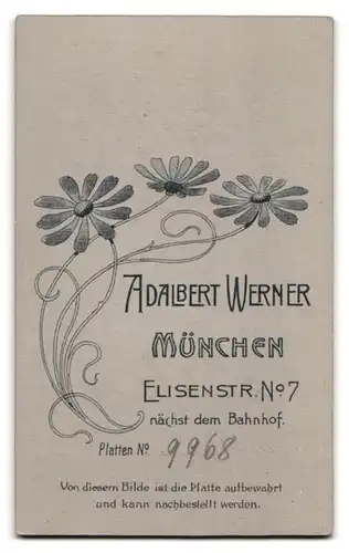 Fotografie Adalbert Werner, München, Elisenstr. 7, junger Matrose in Uniform mit Mützenband S.M.S. Prinz Heinrich