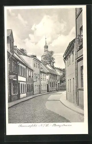 AK Sommerfeld / Lubsko, Burgstrasse, Rathausturm
