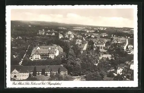 AK Bad Altheide, Fliegeraufnahme vom Schles.-Kurhaus mit Park