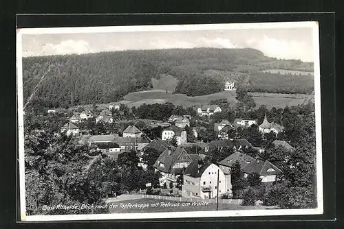 AK Bad Altheide, Gasthof Villa Luise, Blick nach der Köpferkoppe mit Teehaus am Walde