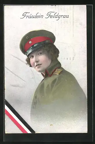 AK Soldatin in Uniform, Fräulein Feldgrau