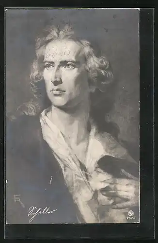 Künstler-AK Portrait des Dichters Schiller mit ernstem Blick