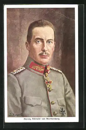 Künstler-AK Herzog Albrecht von Württemberg in Uniform
