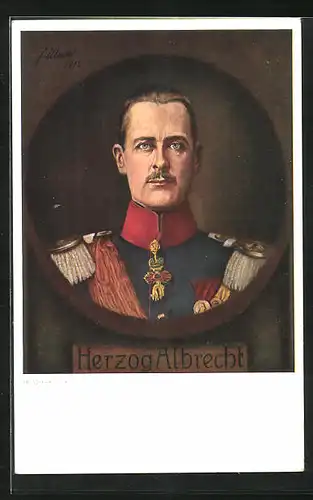 Künstler-AK Herzog Albrecht von Württemberg in Uniform